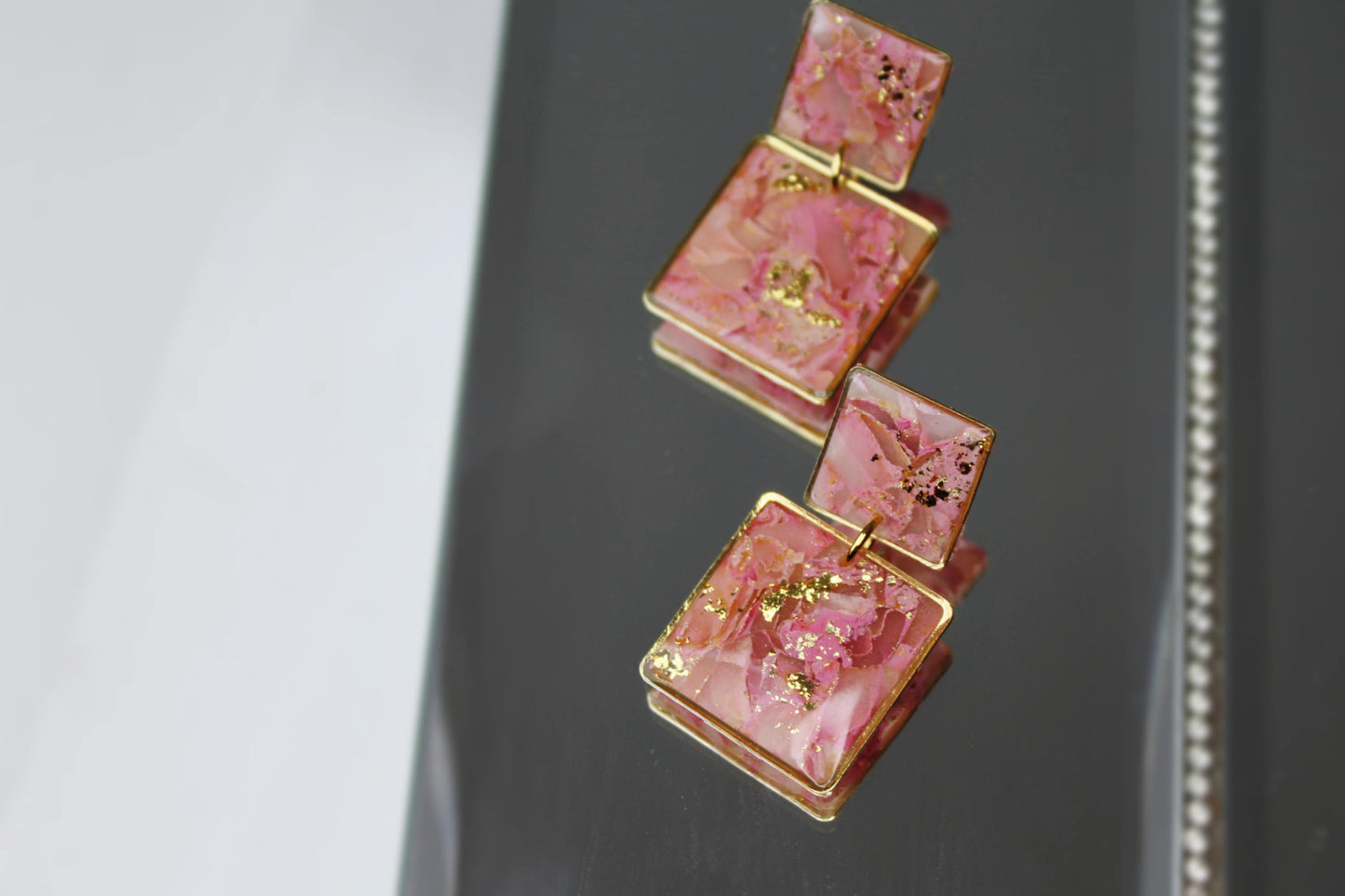 Elegant Earrings, Square Geometric Earrings, Polymer Clay Earrings, Geometric Earrings, Statement, Faux Stone, Marble Earrings,Handmade Gift