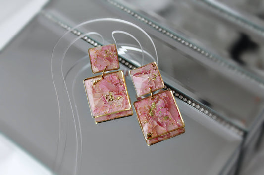 Elegant Earrings, Square Geometric Earrings, Polymer Clay Earrings, Geometric Earrings, Statement, Faux Stone, Marble Earrings,Handmade Gift