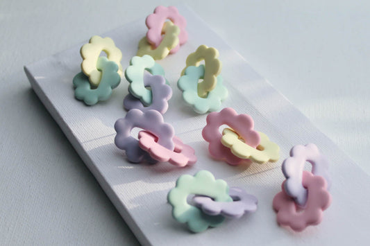 Chain Earrings, Polymer Clay Earrings, Flower Chain Earrings, Link Earrings, Statement Earrings, Aesthetic Earrings,Pastel Earrings,Handmade