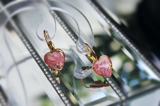 Heart Earrings, Valentine's Day Earrings, Polymer Clay Earrings, Minimalist, Marble Earrings, Faux Stone, Pink, Blue, Handmade Jewelry, Gift