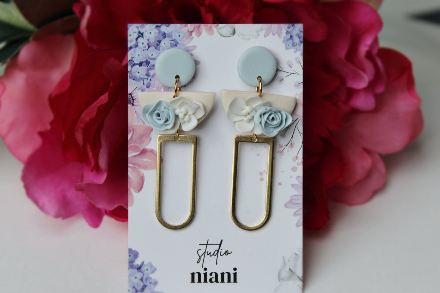 Floral Earrings, Flower Earrings, Polymer Clay Earrings, Spring Earrings, Clay Earrings, Aesthetic Earrings, Statement,Elegant Earrings,Gift