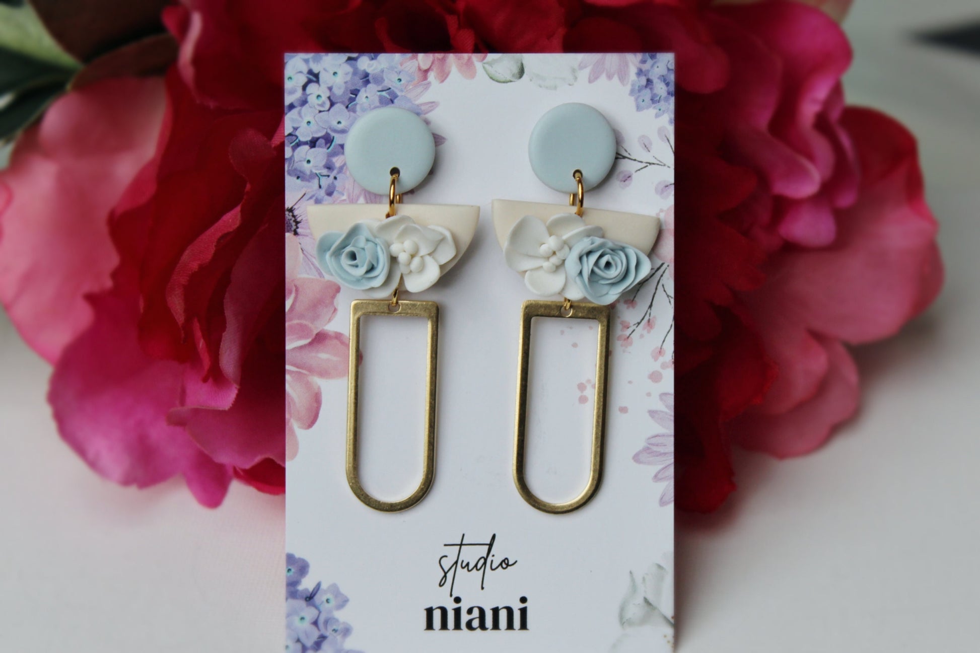 Floral Earrings, Flower Earrings, Polymer Clay Earrings, Spring Earrings, Clay Earrings, Aesthetic Earrings, Statement,Elegant Earrings,Gift