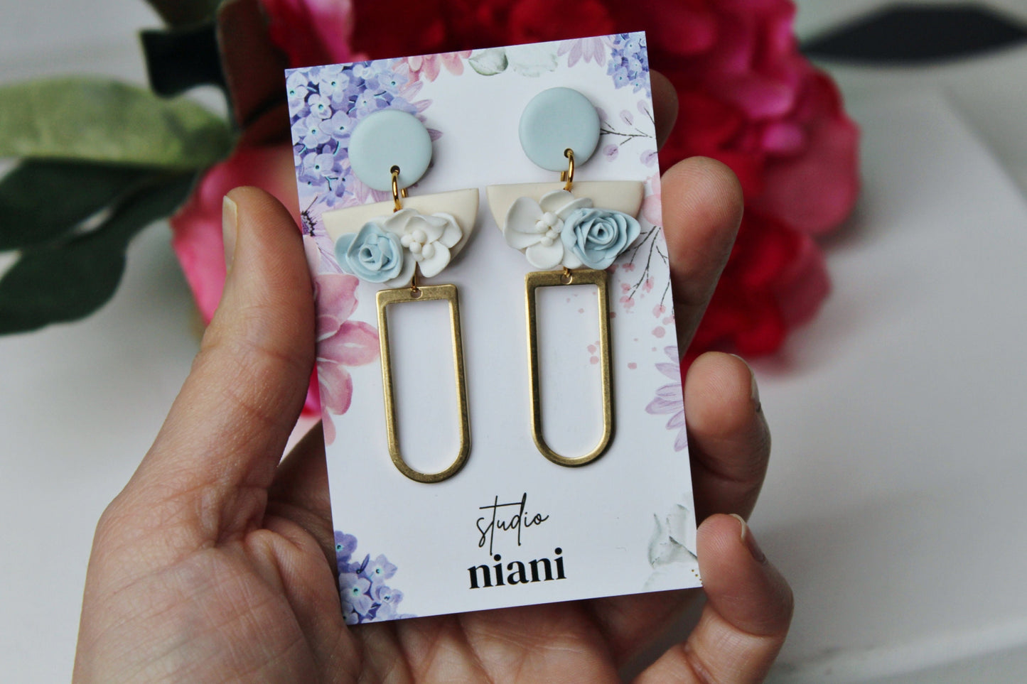 Floral Earrings, Flower Earrings, Polymer Clay Earrings, Spring Earrings, Clay Earrings, Aesthetic Earrings, Statement,Elegant Earrings,Gift