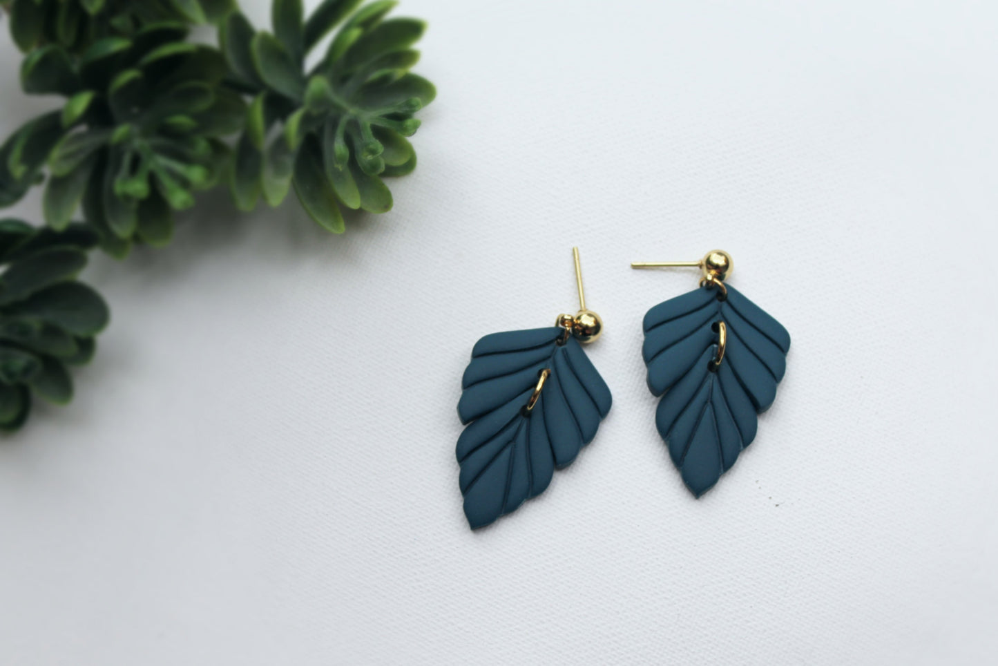Leaf Earring, Polymer Clay Earrings, Pastel, Spring, Summer, Nature Inspired - Studio Niani