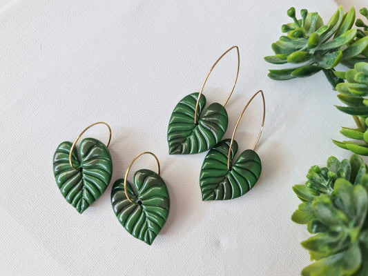 Leaf earrings, Polymer Clay earrings, Nature gift, plant earrings