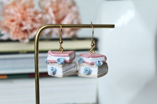 Miniature Book Earrings, Gift for Teacher Booklover Student Writer, Polymer Clay Earrings - Studio Niani