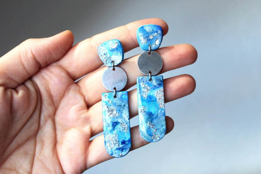 Ocean earrings, polymer clay earrings