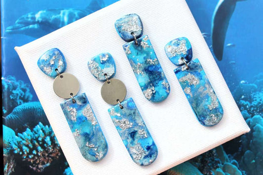 Ocean earrings, polymer clay earrings