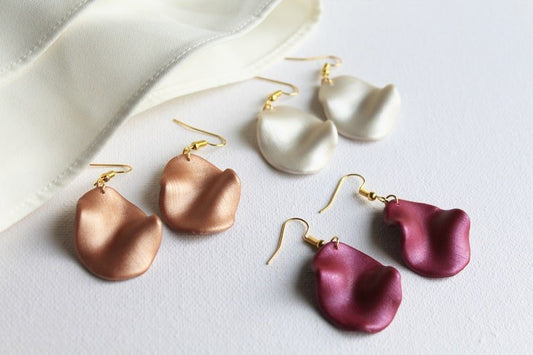 Pearl Wave Earrings, Polymer Clay Earrings, Minimalist Earrings - Studio Niani