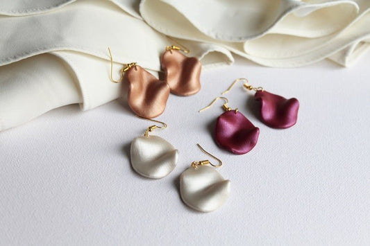 Pearl Wave Earrings, Polymer Clay Earrings, Minimalist Earrings - Studio Niani