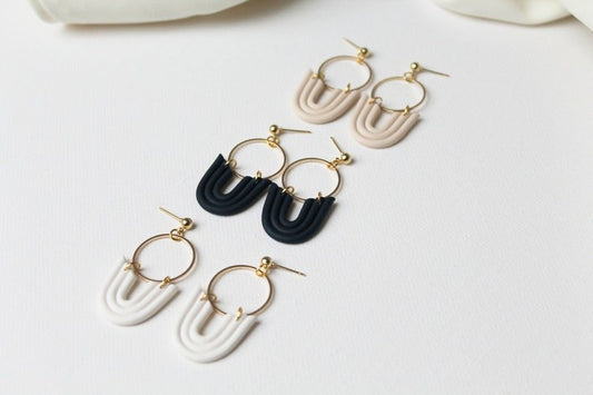 Polymer Clay Arch Earrings, Boho Earrings, Rainbow Earrings for Every Day - Studio Niani