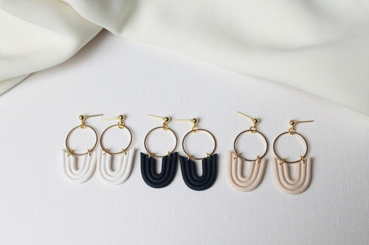 Polymer Clay Arch Earrings, Boho Earrings, Rainbow Earrings for Every Day - Studio Niani
