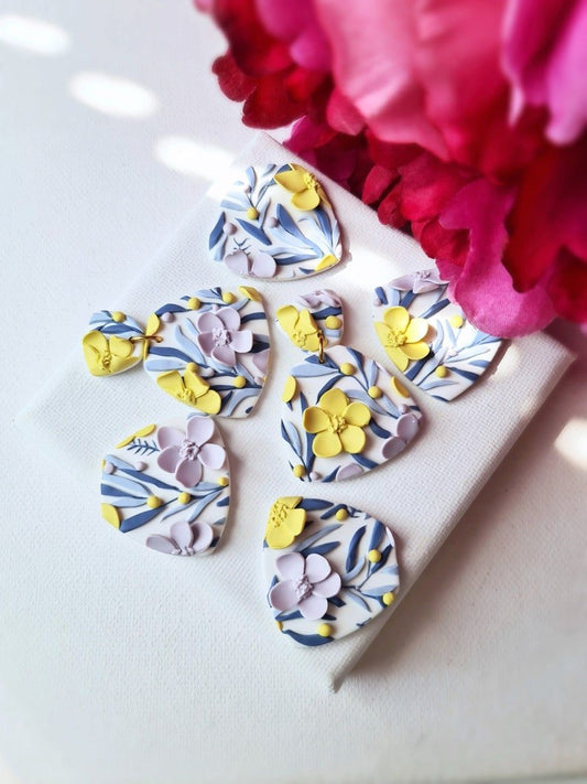Polymer Clay Earrings, Floral Earrings Dangle, Spring Earrings, Pastel - Studio Niani