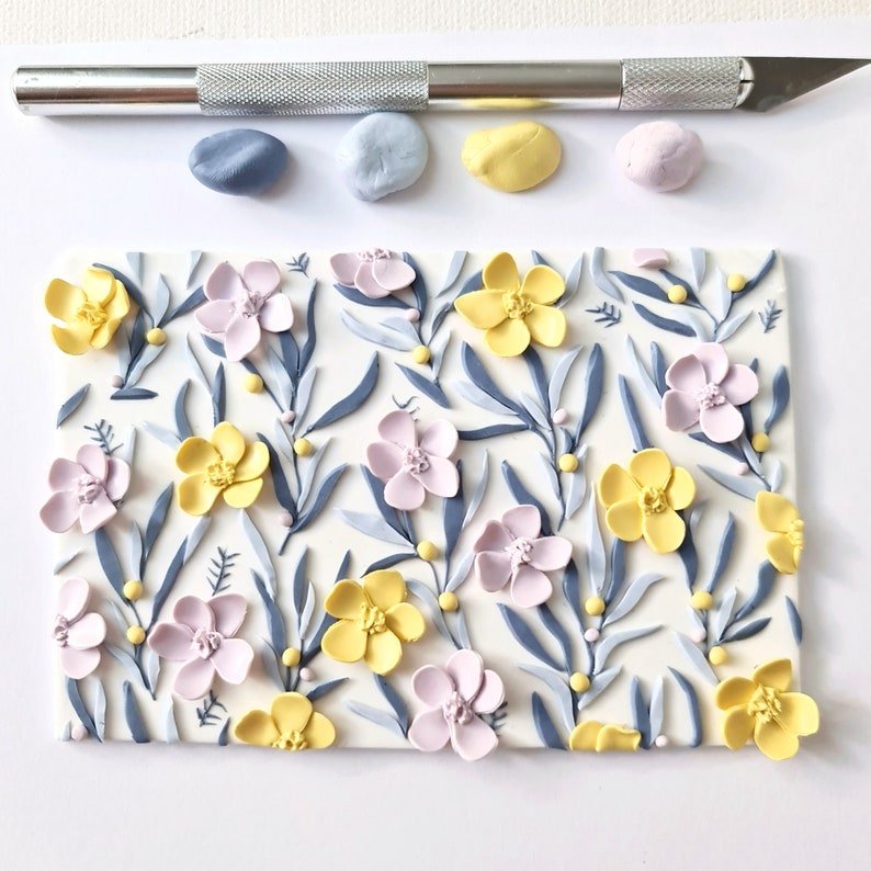 Polymer Clay Earrings, Floral Earrings Dangle, Spring Earrings, Pastel - Studio Niani