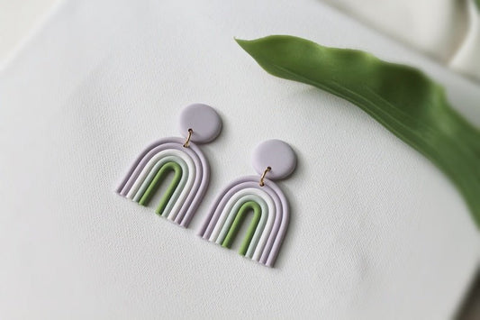 Rainbow Earrings, Pastel Earrings, Spring Earrings, Polymer Clay Earrings - Studio Niani