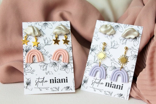Rainbow Stud Earrings, Earrings Pack, Rainbow Stud Set, Stars, Cloud, Sun - Studio Niani