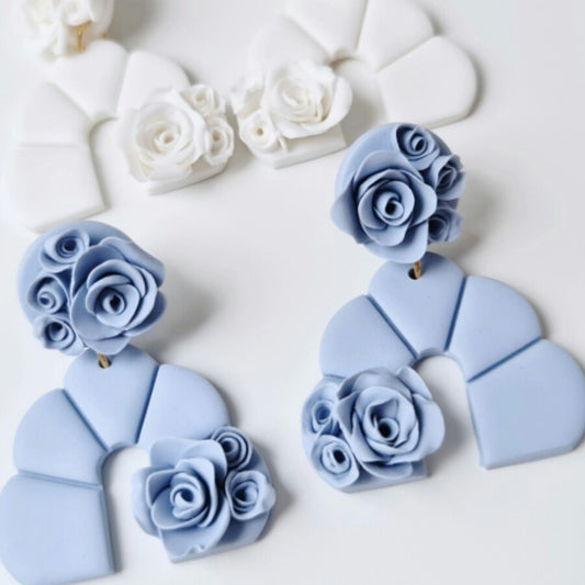 Rose earrings, Bridal earrings, handmade earrings, polymer clay flowers