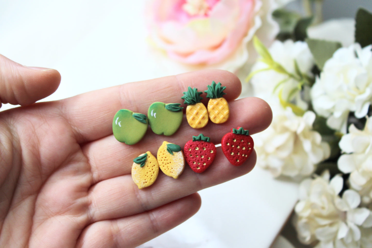 Fruit Earrings Studs, Two Pairs of Stud Earrings, Earrings Pack