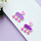 Purple Statement Earrings, Pink Earrings, Modern Dangle Earrings, Ceramic Earrings, Polymer Clay Earrings, Faux Stone,Handmade earrings,Gift