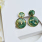 Round Earrings, Golden Circle Earrings, Green Marble Earrings, Statement Earrings, Elegant Earrings,Polymer Clay Earrings,Everyday Earrings