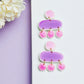 Purple Statement Earrings, Pink Earrings, Modern Dangle Earrings, Ceramic Earrings, Polymer Clay Earrings, Faux Stone,Handmade earrings,Gift