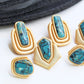 Turquoise Earrings Studs, Polymer Clay Earrings, Handmade Jewelry, Aqua Earrings, Marble Clay Earrings, Elegant,Turquoise Earrings Gold,Gift