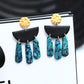 Turquoise Earrings Dangle, Black Turquise Earrings, Polymer Clay Earrings, Handmade Jewelry, Summer Earrings, Turquoise Earrings Gold, Gift