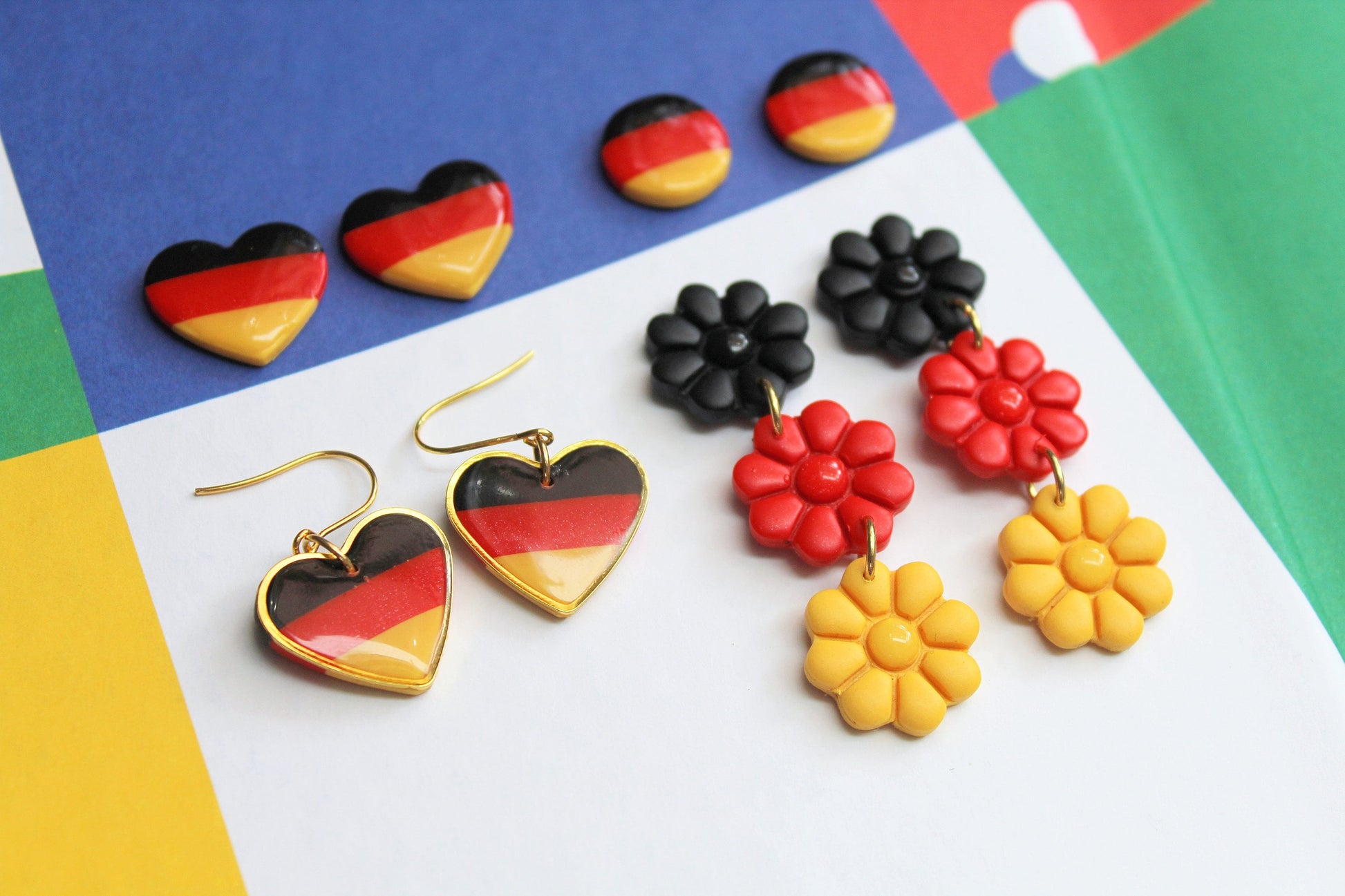 EURO 2024, EURO 2024 Germany Earrings, Football Earrings, Handmade Earrings, Flag Earrings,Statement Earrings,Football European Championship