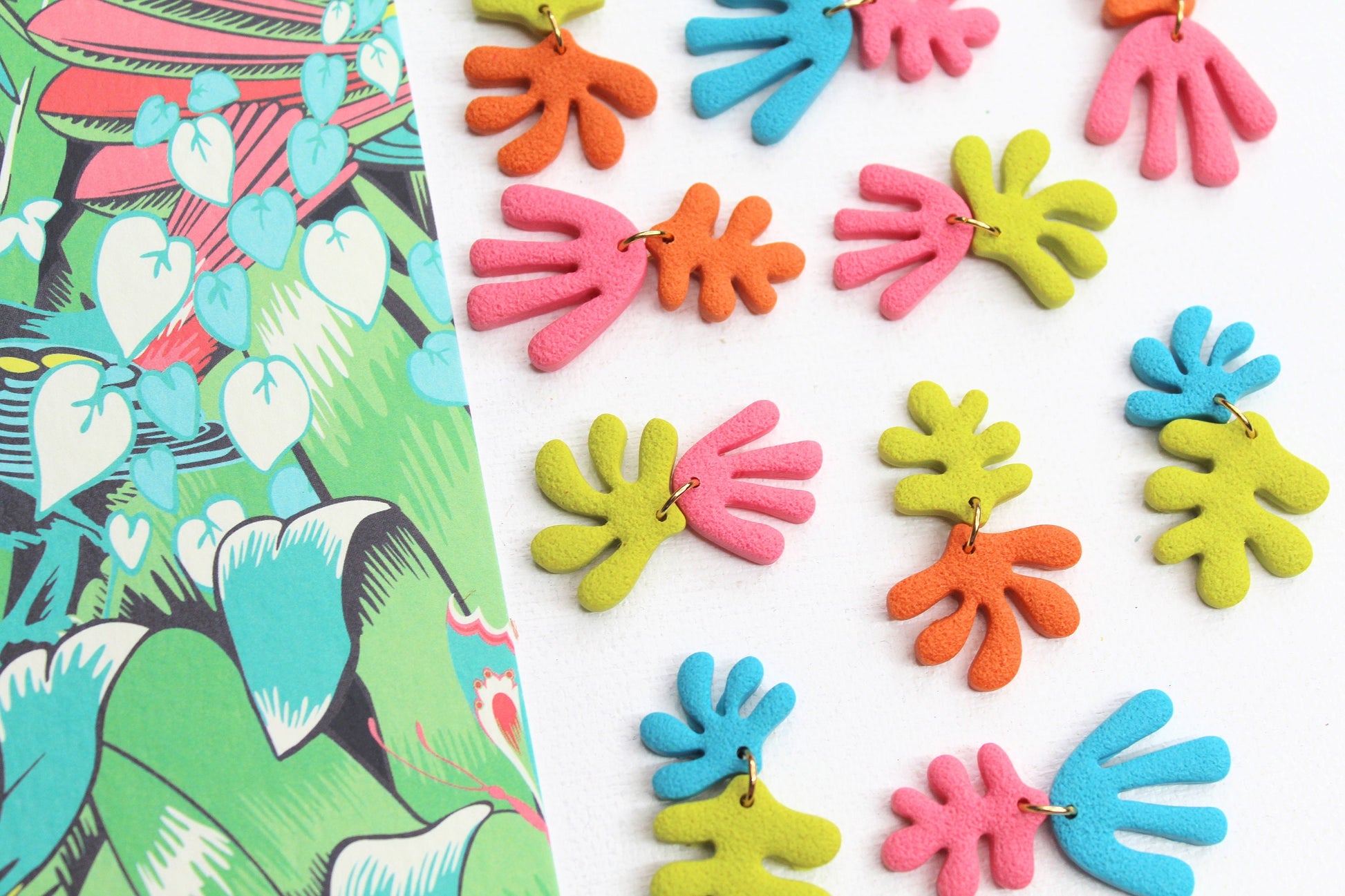 Matisse Earrings, Coral Earrings, Polymer Clay Earrings, Summer Earrings, Coral Dangle, Handmade, Modern Earrings, Gift for Her, Summer