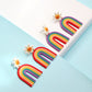 Rainbow Earrings, Daisy and Rainbow Earrings, Statement Earrings, Spring, Summer, Polymer Clay Earrings, Boho, Geometric, Handmade Earrings