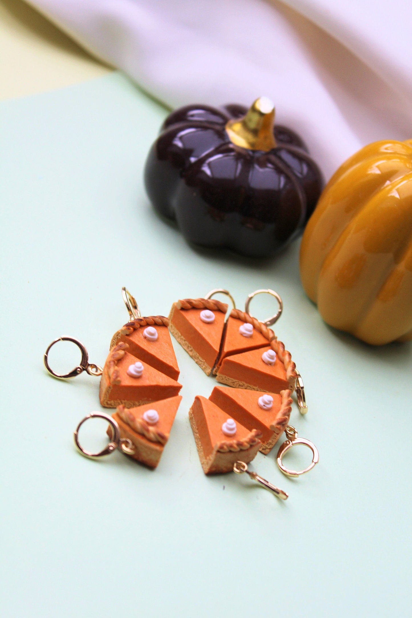 Pumpkin Pie Earrings, Pumpkin Earrings, Autumn Earrings, Halloween Earrings, Polymer Clay Earrings, Pumpkin Dangle Earrings, Handmade, Gift