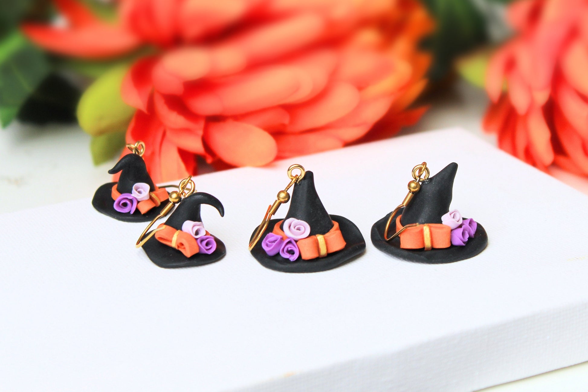 Witch Hat Earrings, Halloween Earrings, Ghotic Earrings, Polymer Clay Earrings, Halloween Earrings Clay, Halloween Jewelry, Halloween Party