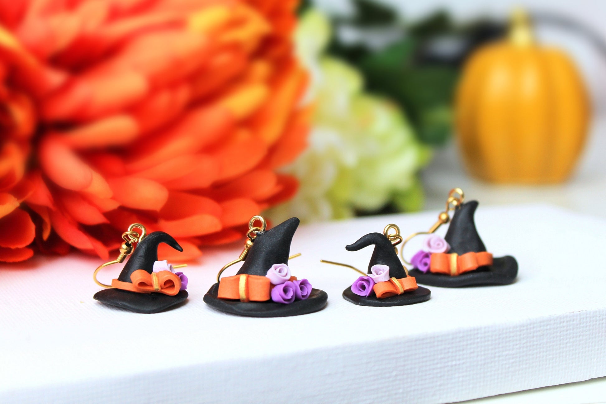 Witch Hat Earrings, Halloween Earrings, Ghotic Earrings, Polymer Clay Earrings, Halloween Earrings Clay, Halloween Jewelry, Halloween Party