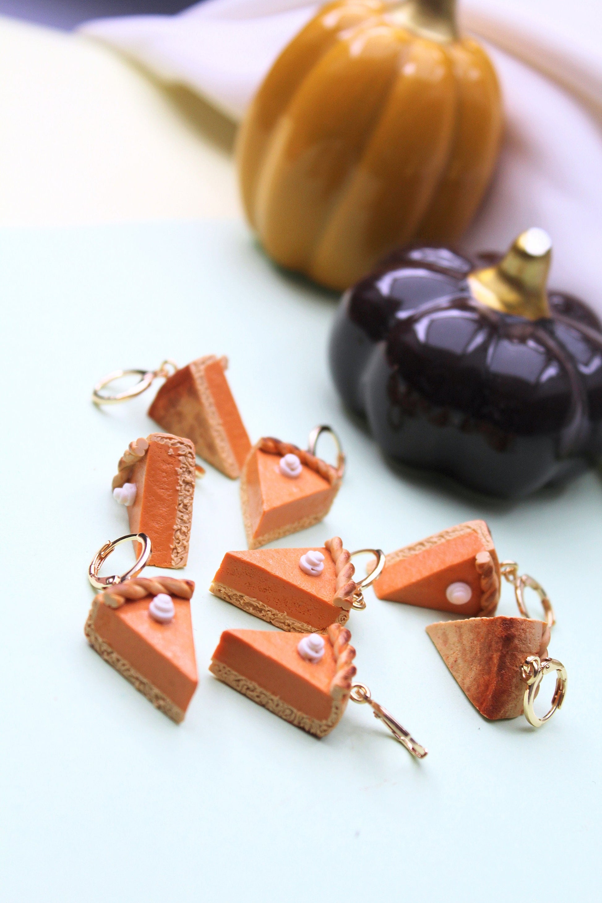 Pumpkin Pie Earrings, Pumpkin Earrings, Autumn Earrings, Halloween Earrings, Polymer Clay Earrings, Pumpkin Dangle Earrings, Handmade, Gift