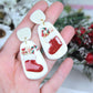 Santa Sock Earrings, Christmas Gift Earrings, Santa Gift, Polymer Clay,Christmas Earrings, Statement Earrings, Handmade, Christams Gift Idea