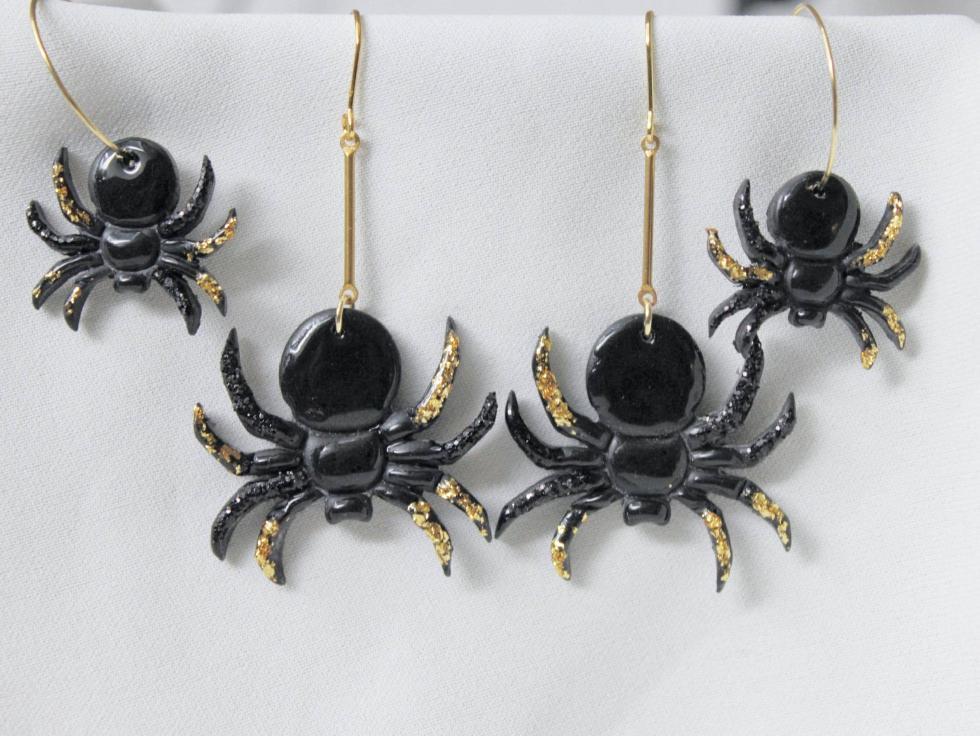 Spider Earrings, Halloween Earrings, Gothic Earrings, Spider Hoop Earrings,Dangle Earrings, Polymer Clay Earrings,Halloween Jewelry,Handmade