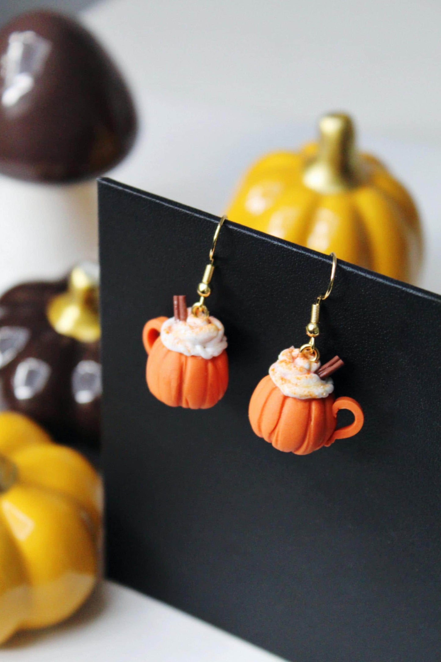 Pumpkin Spice Latte Earrings, Handmade, Pumpkin Earrings, Orange Earrings, Pumpkin Dangle Earrings, Autumn Earrings, Halloween Earrings,Gift