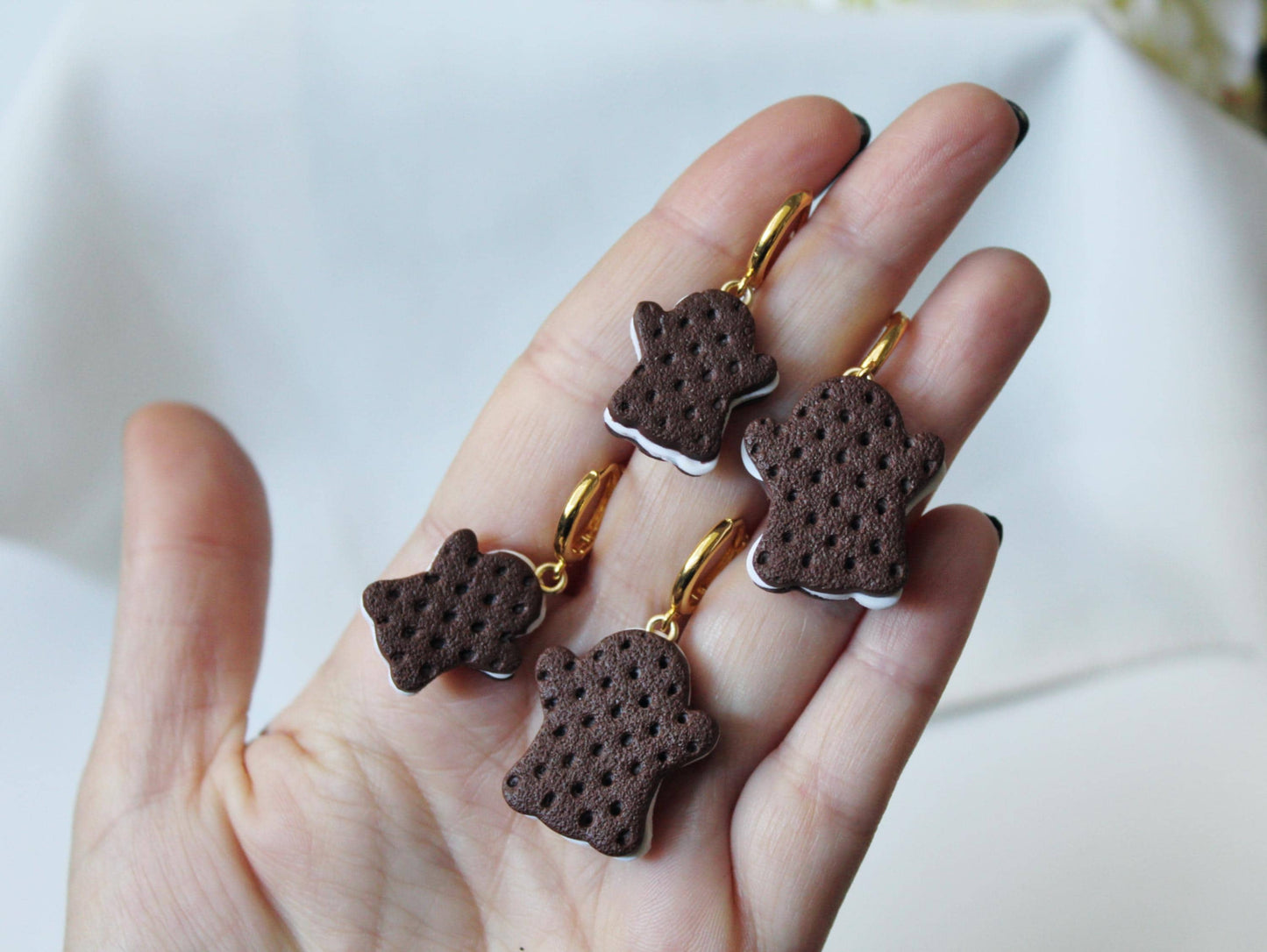 Ghost Earrings, Ghost Marshmallow Earrings, Halloween Earrings, Cookie Earrings, Cute Ghost Earrings, Dangle Earrings,Handmade Earrings,Gift