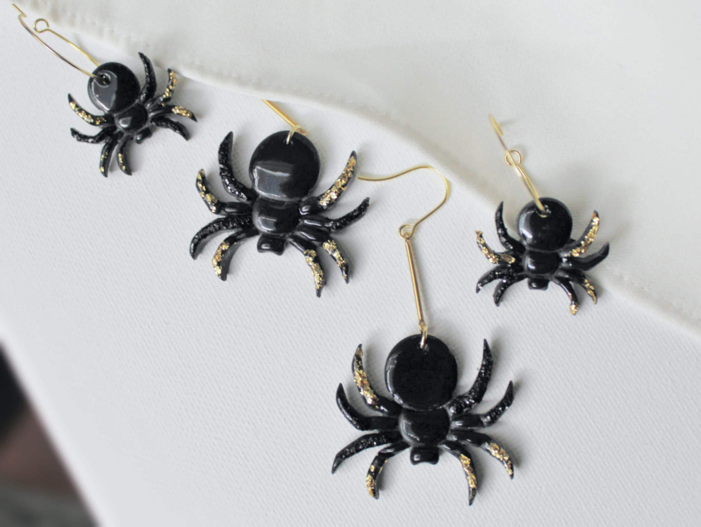 Spider Earrings, Halloween Earrings, Gothic Earrings, Spider Hoop Earrings,Dangle Earrings, Polymer Clay Earrings,Halloween Jewelry,Handmade