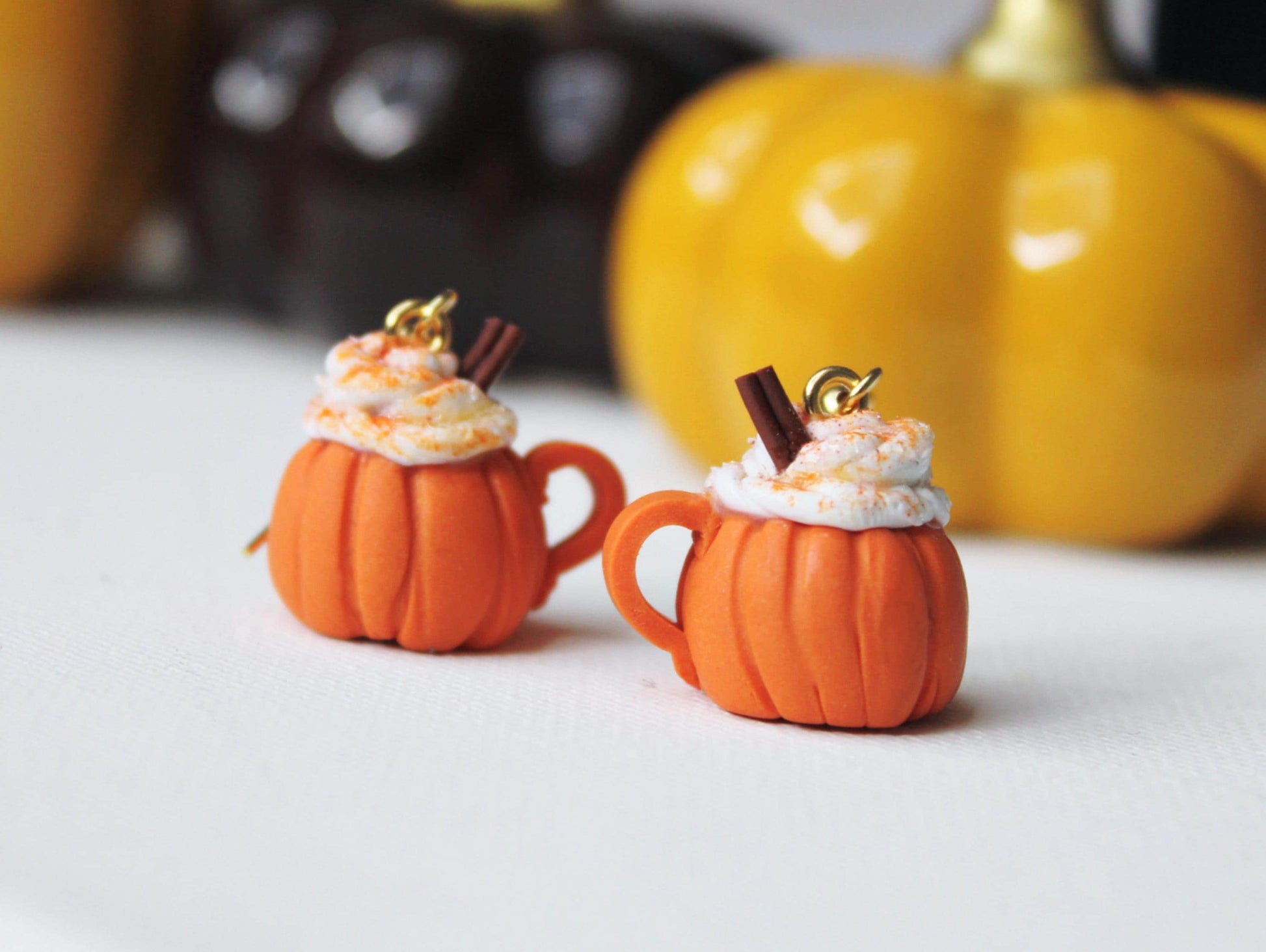 Pumpkin Spice Latte Earrings, Handmade, Pumpkin Earrings, Orange Earrings, Pumpkin Dangle Earrings, Autumn Earrings, Halloween Earrings,Gift