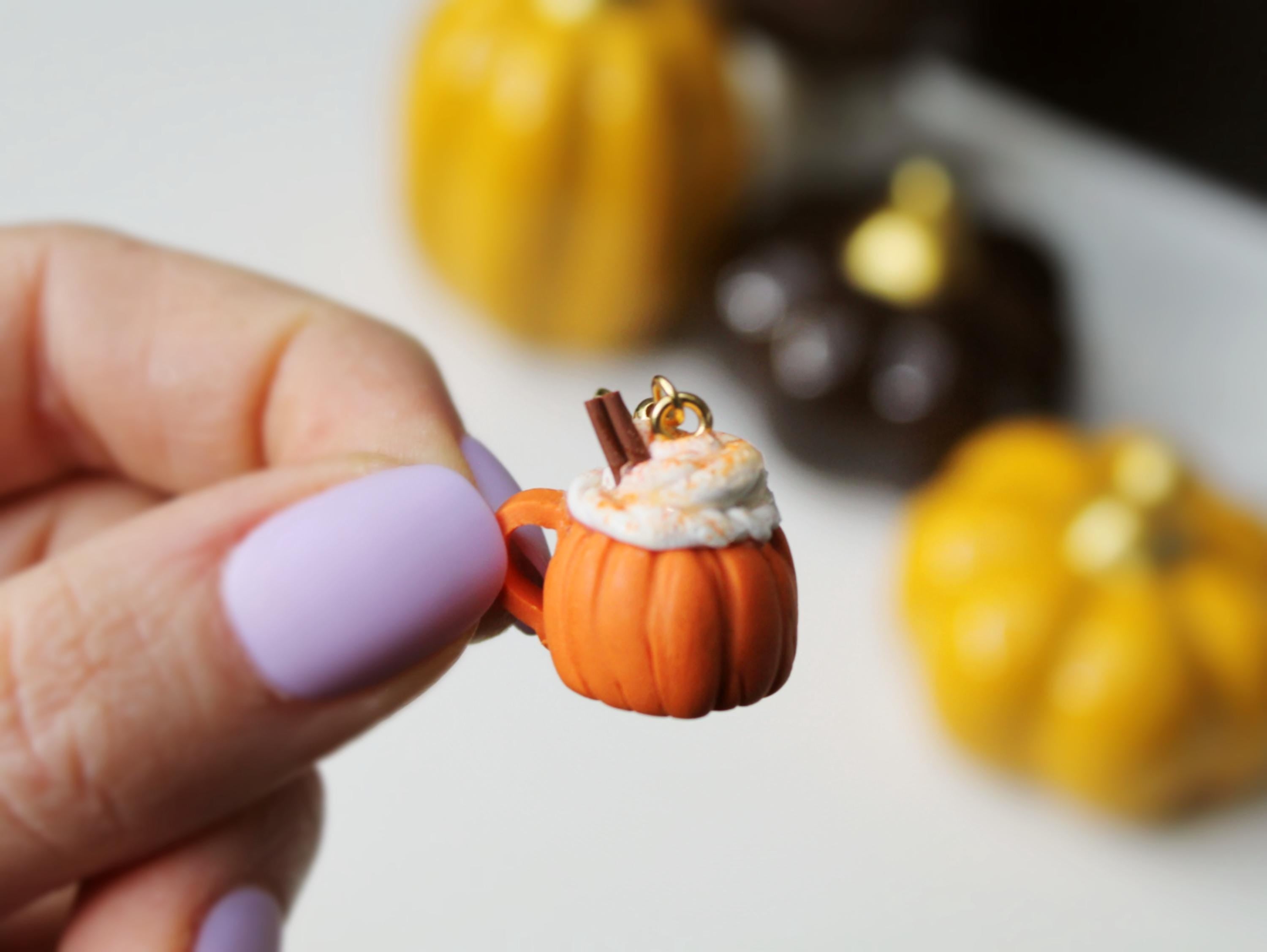 Pumpkin Spice Latte Earrings, Handmade, Orange, Halloween – Studio