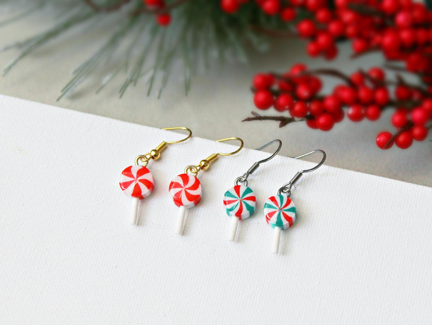 Christmas Lollipop, Candy Cane Earrings, Christmas Earrings, Cookie Earrings, Polymer Clay Earrings, Handmade, Gifts for Her,Christmas Party