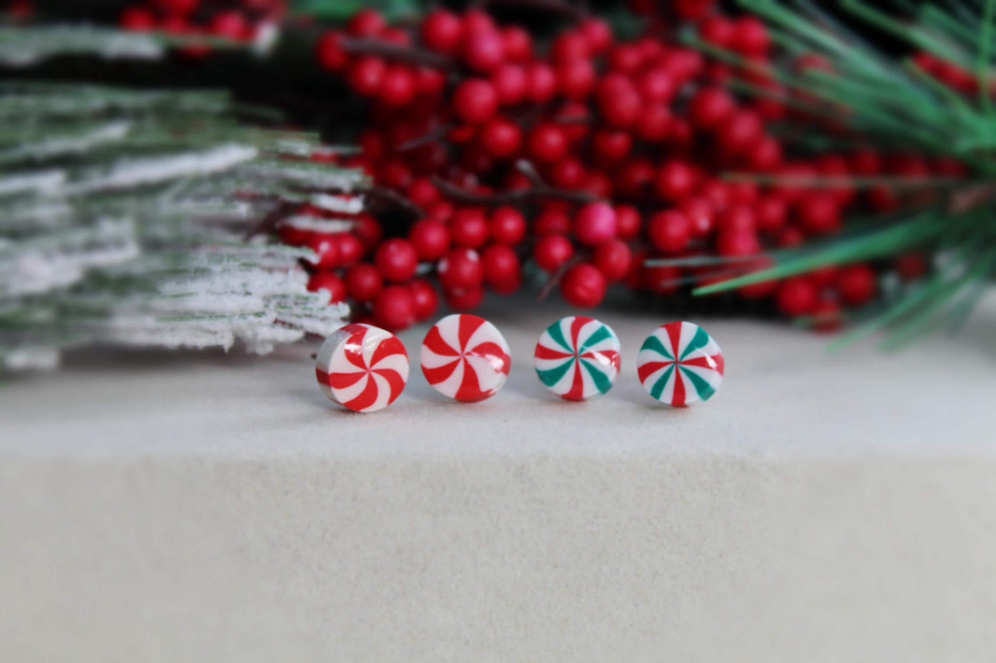 Candy Cane Studs, Christmas Earrings, Tiny Stud Earrings, Polymer Clay Earrings, Christmas Stud Earrings, Stud Pack,Gifts for Friends,Winter