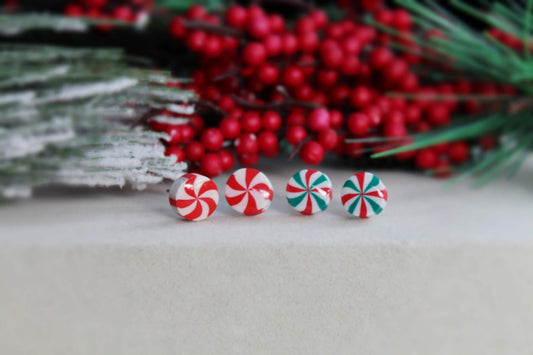 Candy Cane Studs, Christmas Earrings, Tiny Stud Earrings, Polymer Clay Earrings, Christmas Stud Earrings, Stud Pack,Gifts for Friends,Winter
