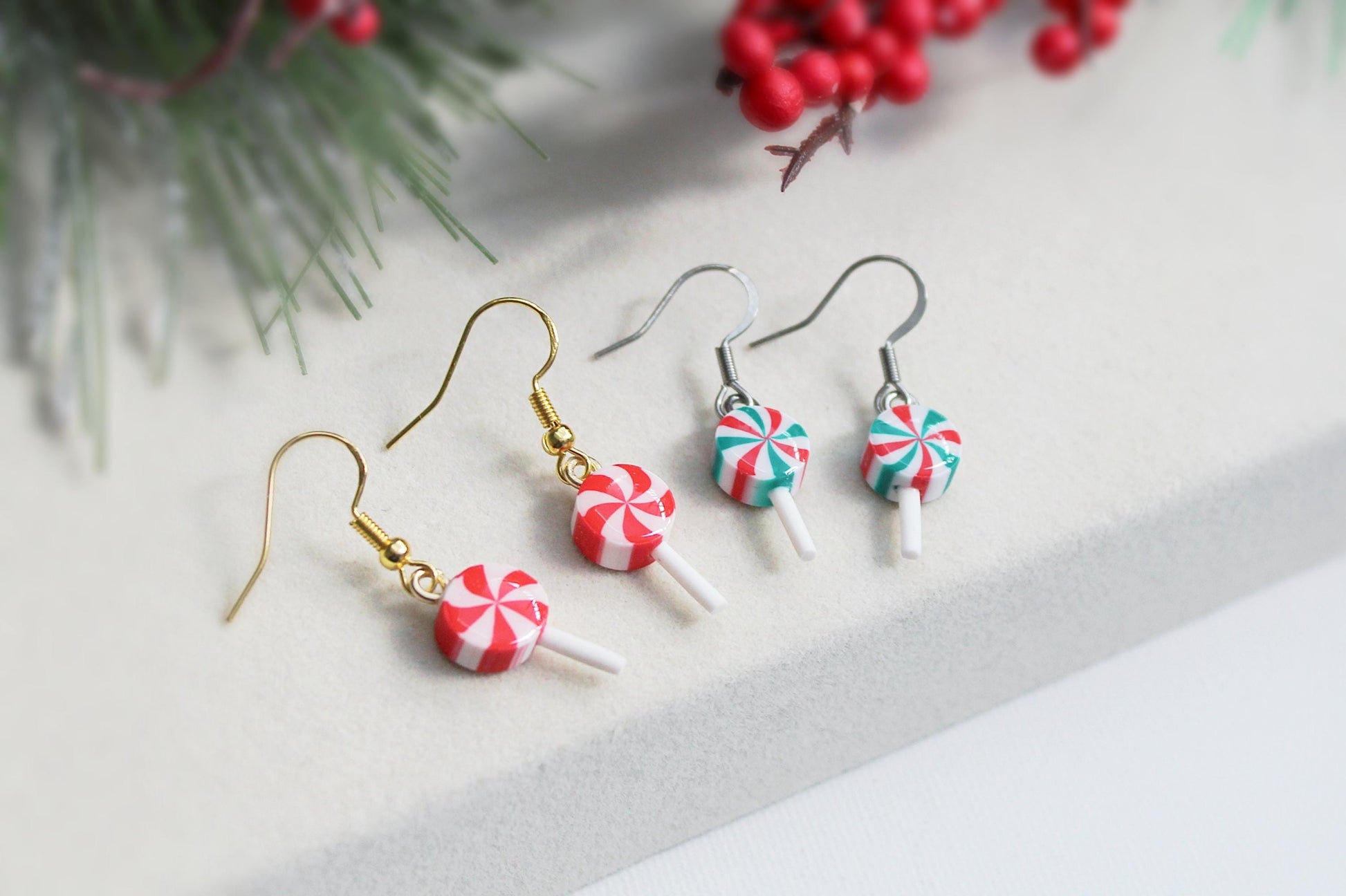 Christmas Lollipop, Candy Cane Earrings, Christmas Earrings, Cookie Earrings, Polymer Clay Earrings, Handmade, Gifts for Her,Christmas Party