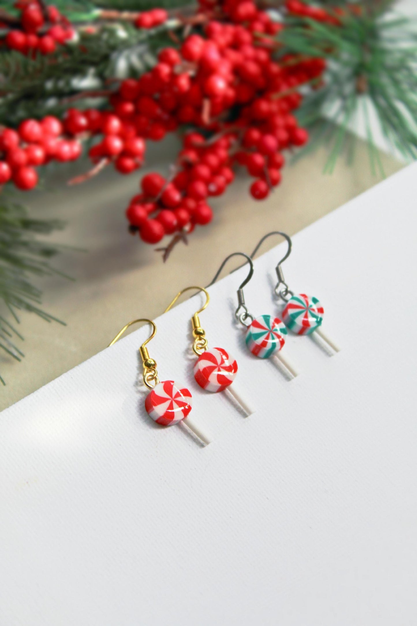 Christmas Lollipop, Candy Cane Earrings, Christmas Earrings, Cookie Earrings, Polymer Clay Earrings, Handmade, Gifts for Her,Christmas Party