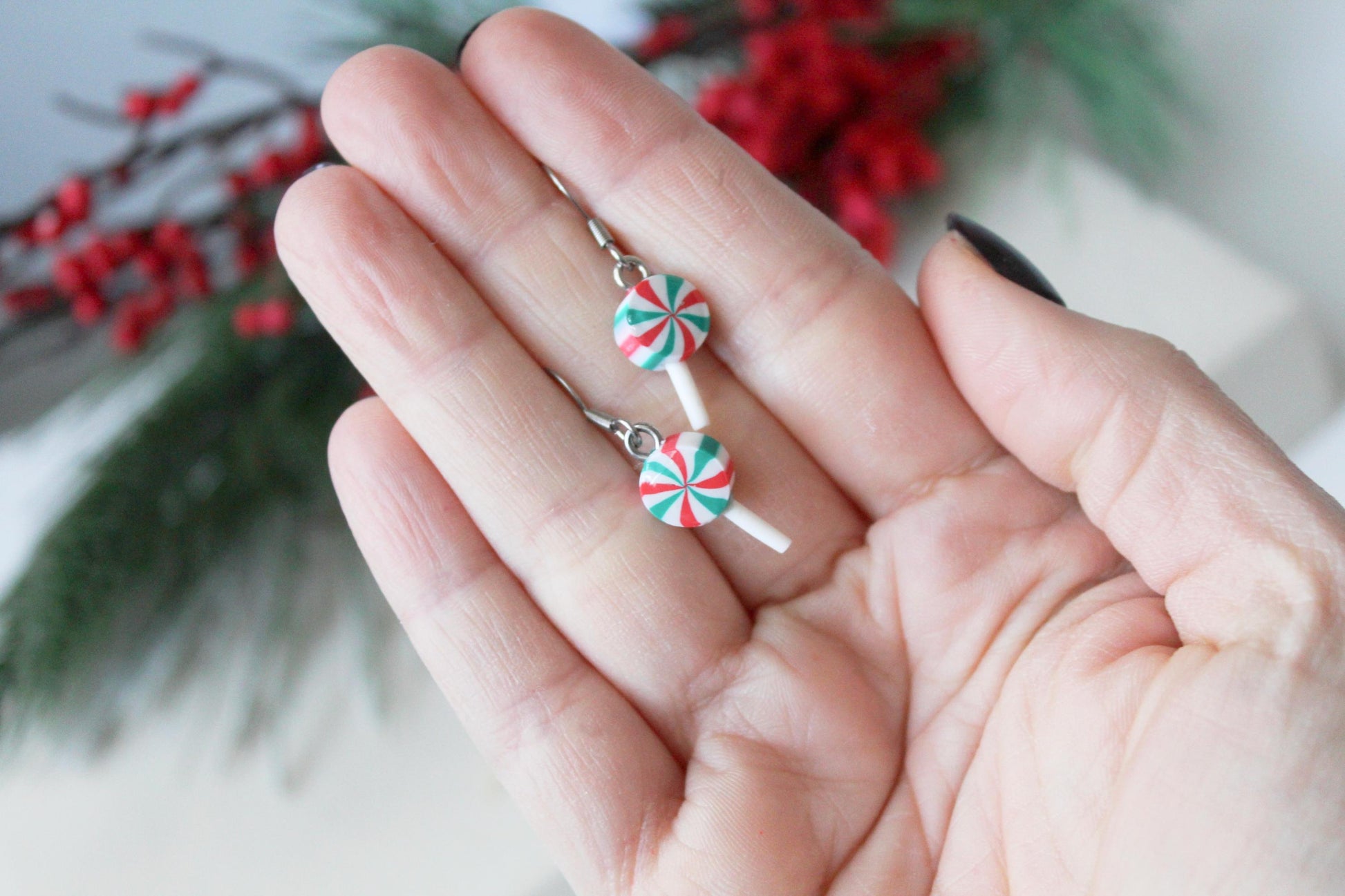 Christmas Lollipop, Candy Cane Earrings, Christmas Earrings, Cookie Earrings, Polymer Clay Earrings, Handmade, Gifts for Her,Christmas Party