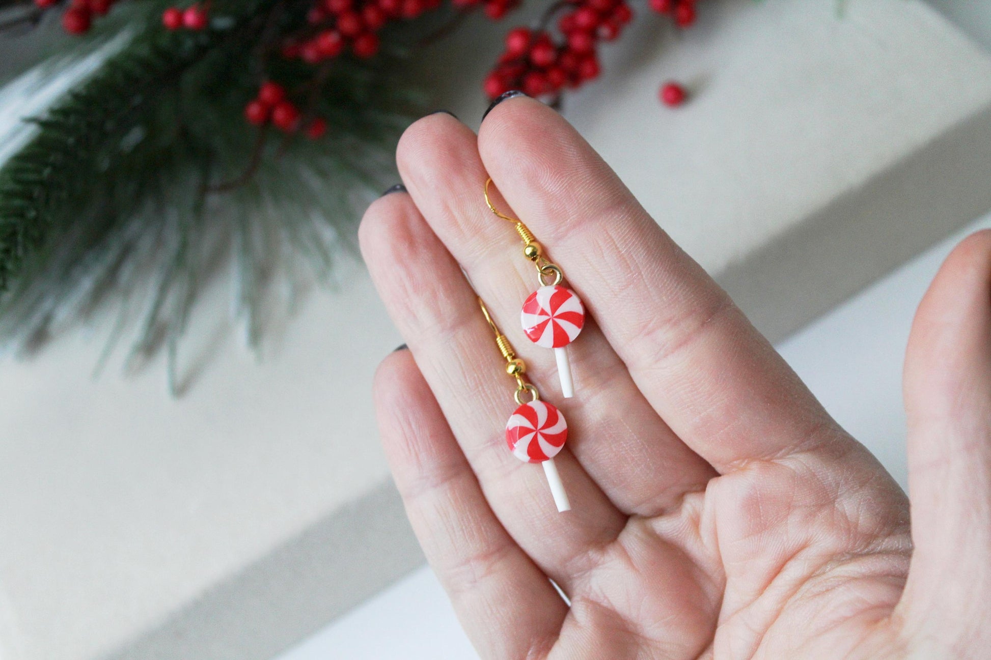Christmas Lollipop, Candy Cane Earrings, Christmas Earrings, Cookie Earrings, Polymer Clay Earrings, Handmade, Gifts for Her,Christmas Party