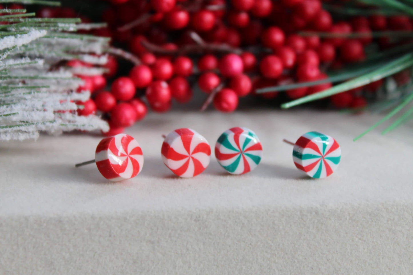 Candy Cane Studs, Christmas Earrings, Tiny Stud Earrings, Polymer Clay Earrings, Christmas Stud Earrings, Stud Pack,Gifts for Friends,Winter