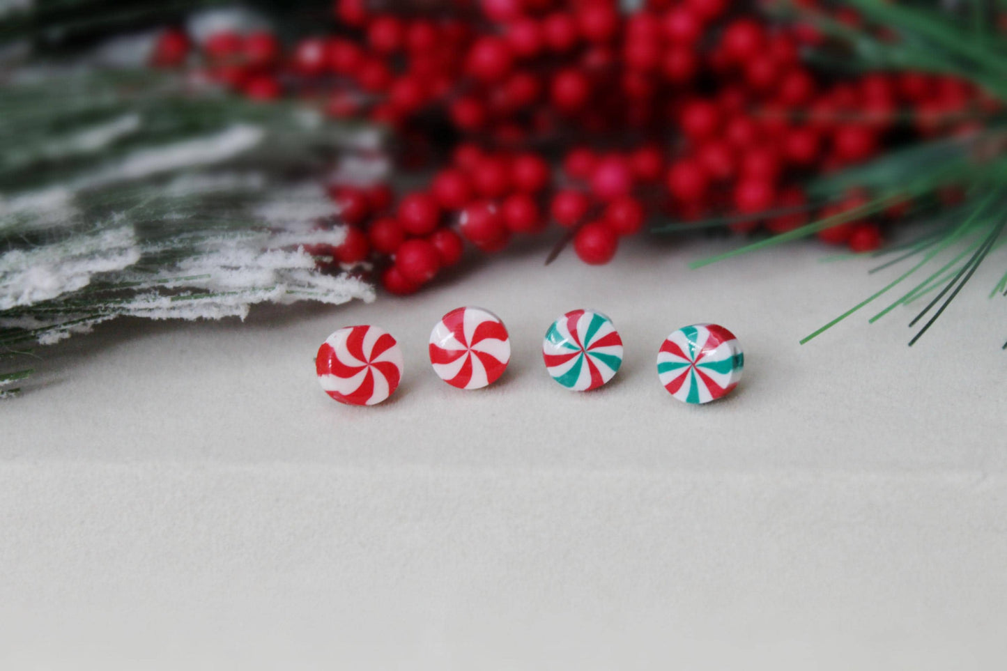 Candy Cane Studs, Christmas Earrings, Tiny Stud Earrings, Polymer Clay Earrings, Christmas Stud Earrings, Stud Pack,Gifts for Friends,Winter